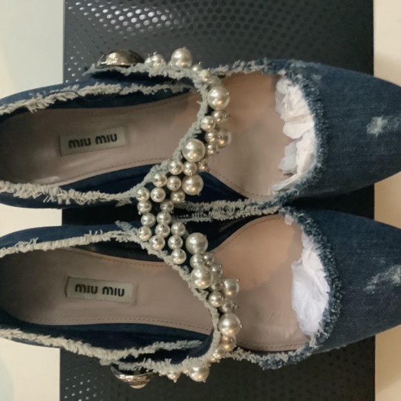 MIU MIU denim shoes with pearls, size 39 - Picture 9 of 10